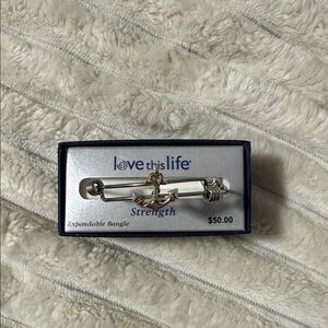 Love This Life Silver and Gold Embellished Anchor Expandable Bangle